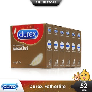 Durex Fetherlite ถุงยางอนามัย บางพิเศษ ผิวเรียบ ขนาด 52.5 มม. บรรจุ 6 กล่อง (18 ชิ้น)