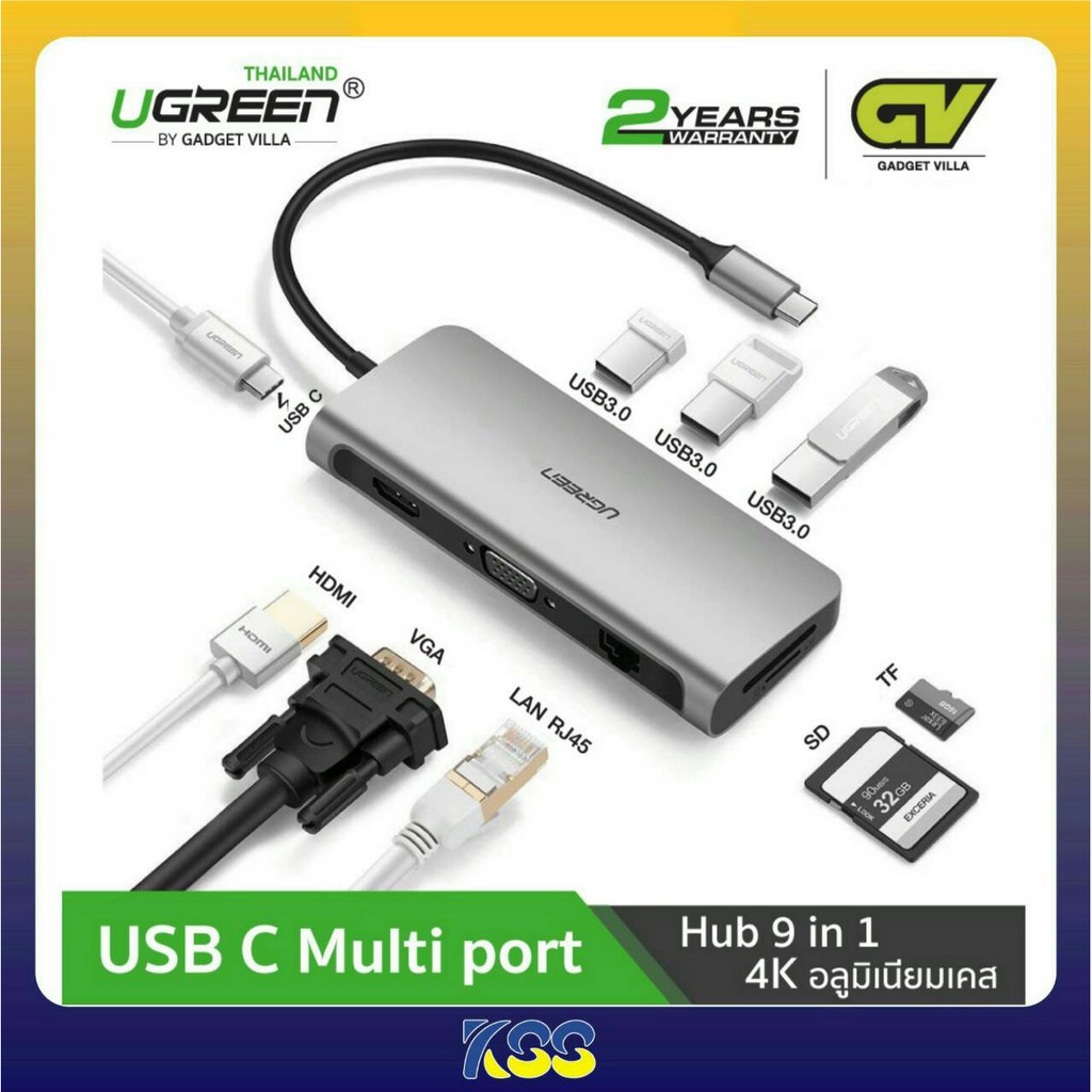 Ugreen 40873 Usb Type C Multi Port Hub 9 In 1 Shopee Thailand 