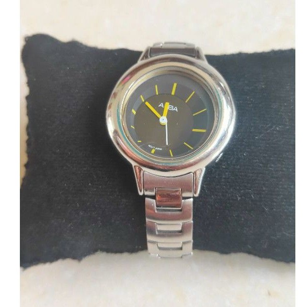 นาฬิกาแบรนด์เนมALBAหน้าปัดสีดำ สแตนเลส ของแท้มือสองสภาพสวย
