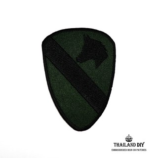 ตัวรีดติดเสื้อ ชุดทหาร ทหารม้า สีเขียว เสื้อทหาร Cavalry Division Patch wop งานปัก DIY ตัวรีด อาร์ม ติดเสื้อ แจ็คเก็ต รบ