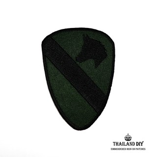 ตัวรีดติดเสื้อ ชุดทหาร ทหารม้า สีเขียว เสื้อทหาร Cavalry Division Patch wop งานปัก DIY ตัวรีด อาร์ม ติดเสื้อ แจ็คเก็ต รบ