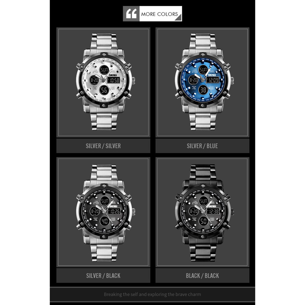 SKMEI Official 1389 Sports Men's Watch Quartz Stopwatch Dual Display Watches Waterproof Wristwatches #8