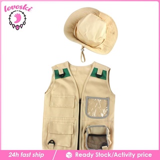 Kids Outdoor Adventure Explorer Kit Costume Vest and Hat Set Unisex Children