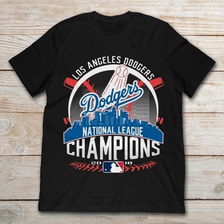 tshirtเสื้อยืดคอกลมฤดูร้อนเสื้อยืด พิมพ์ลาย Los Angeles Dodgers Dodgers League Champions สไตล์คลาสสิก สําหรับผู้ชาย และผ