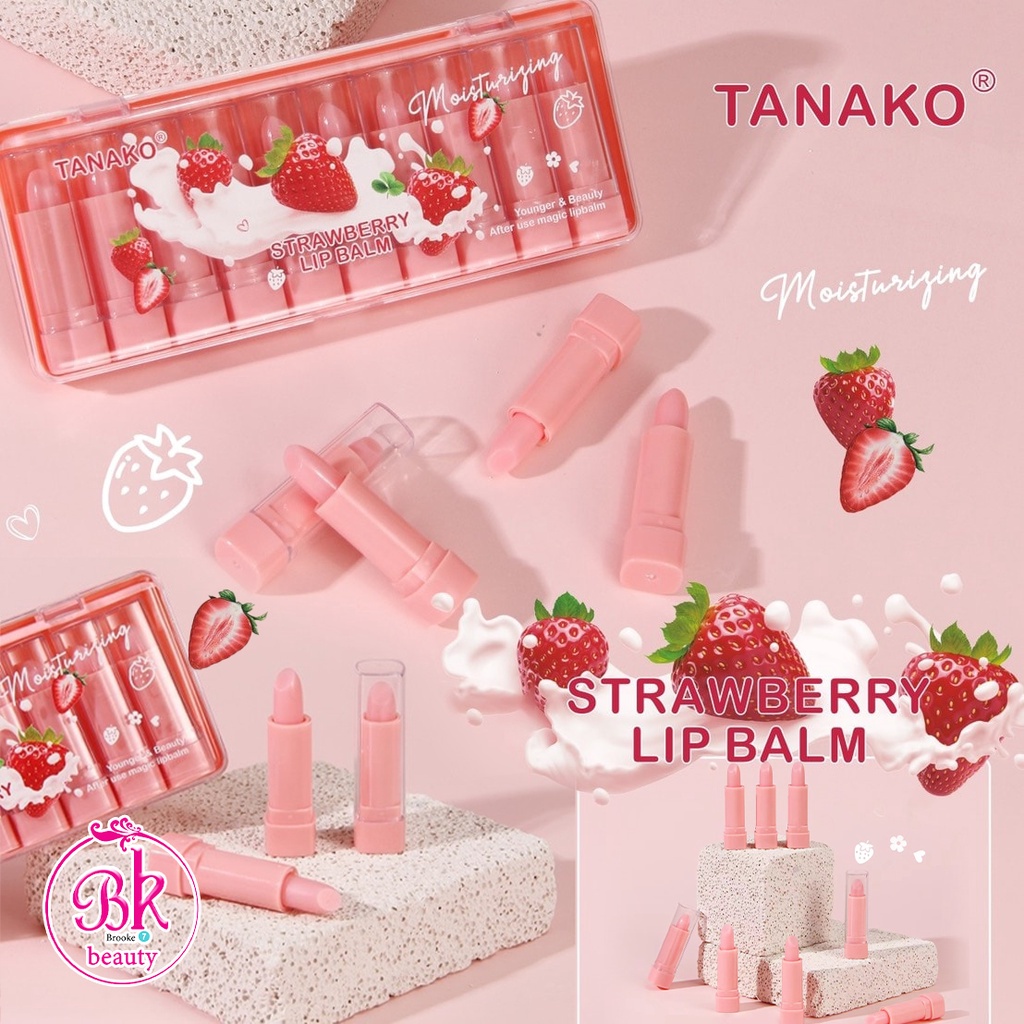 TANAKO เซตลิปมัน 10 แท่ง ลิปบาล์ม ลิปมันบำรุง สตรอเบอร์รี่ เมจิกลิปบาล์ม ลิป ลิปมัน ให้ความชุ่มชื้นและบำรุง ริมฝีปาก