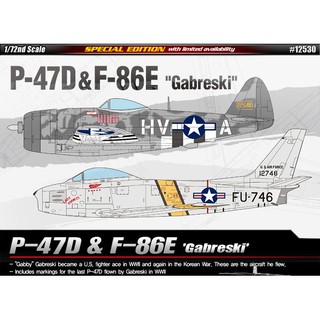 โมเดลเครื่องบินประกอบ Academy Model 1/72 AC12530 P-47D &amp; F-86E "GABRESKI"