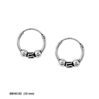 SILVER THAI        925 sterling silver bali hoops 12 mm.ต่างหูแบบห่วงบาหลี12mm