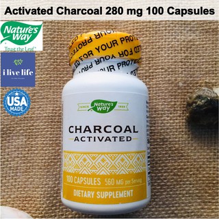 ถ่านกัมมันต์ Activated Charcoal 280 mg 100 Capsules - Natures Way