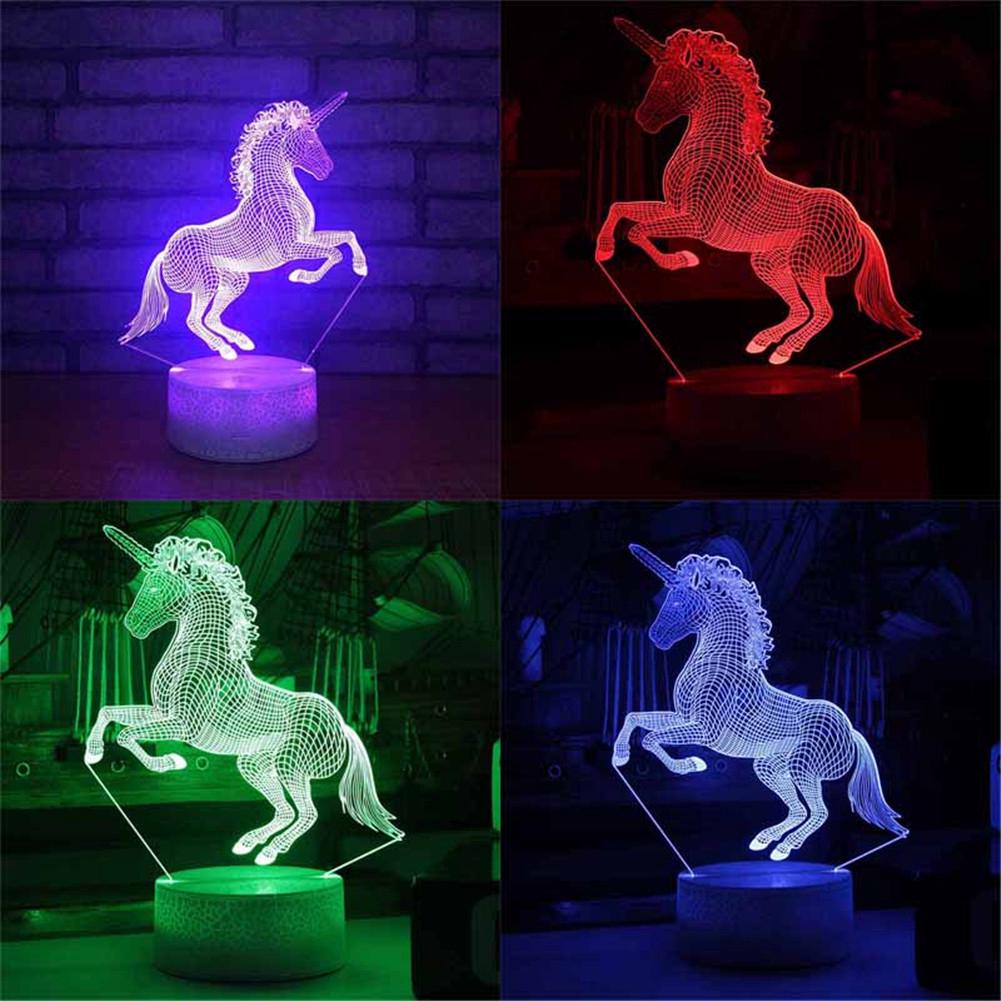 Romance 3D LED Horse Bear Lamp 7 Color Change Night Light Desk Birthday Gift