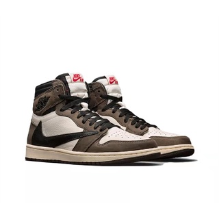 Air JORDAN 1 Travis scott RETRO รองเท้าผ้าใบลําลอง สําหรับผู้ชาย ผู้หญิง เหมาะกับการเล่นบาสเก็ตบอล พร้อมกล่อง