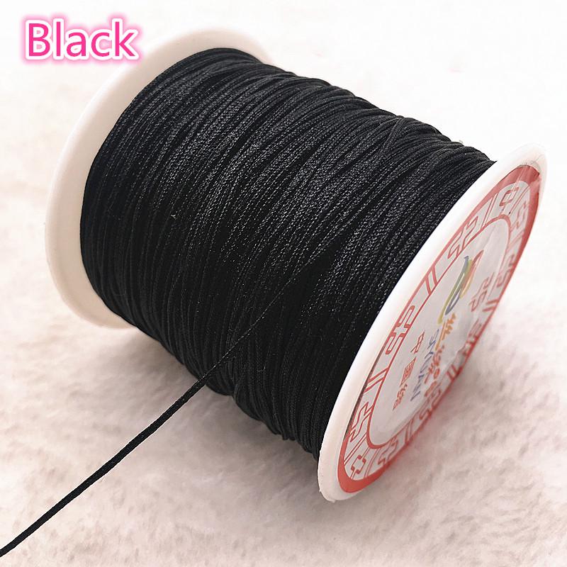 0.8/1.0 มม.สีดําสายไนลอนด้าย Knot Macrame สร้อยข้อมือสายถัก DIY พู่ประดับด้วยลูกปัดด้าย