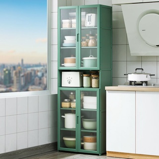 Kitchen with door cupboard floor-to-ceiling multi-layer storage rack multi-functional pots, dishes, seasoning lockers, s