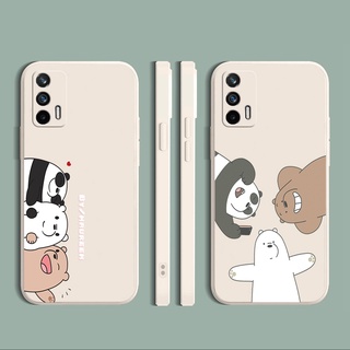 เคสโทรศัพท์มือถือซิลิโคนลายหมีสี่เหลี่ยมสําหรับ Oppo A16 A94 A53 A15/A15S A12 Ax7 A53 A52 A72 A92 A74 A54 5G