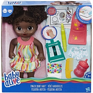 Baby Alive Finger Paint Baby Black Hair Doll Baby Alive ตุ๊กตาสวมนิ้วมือ สีดํา สําหรับเด็ก