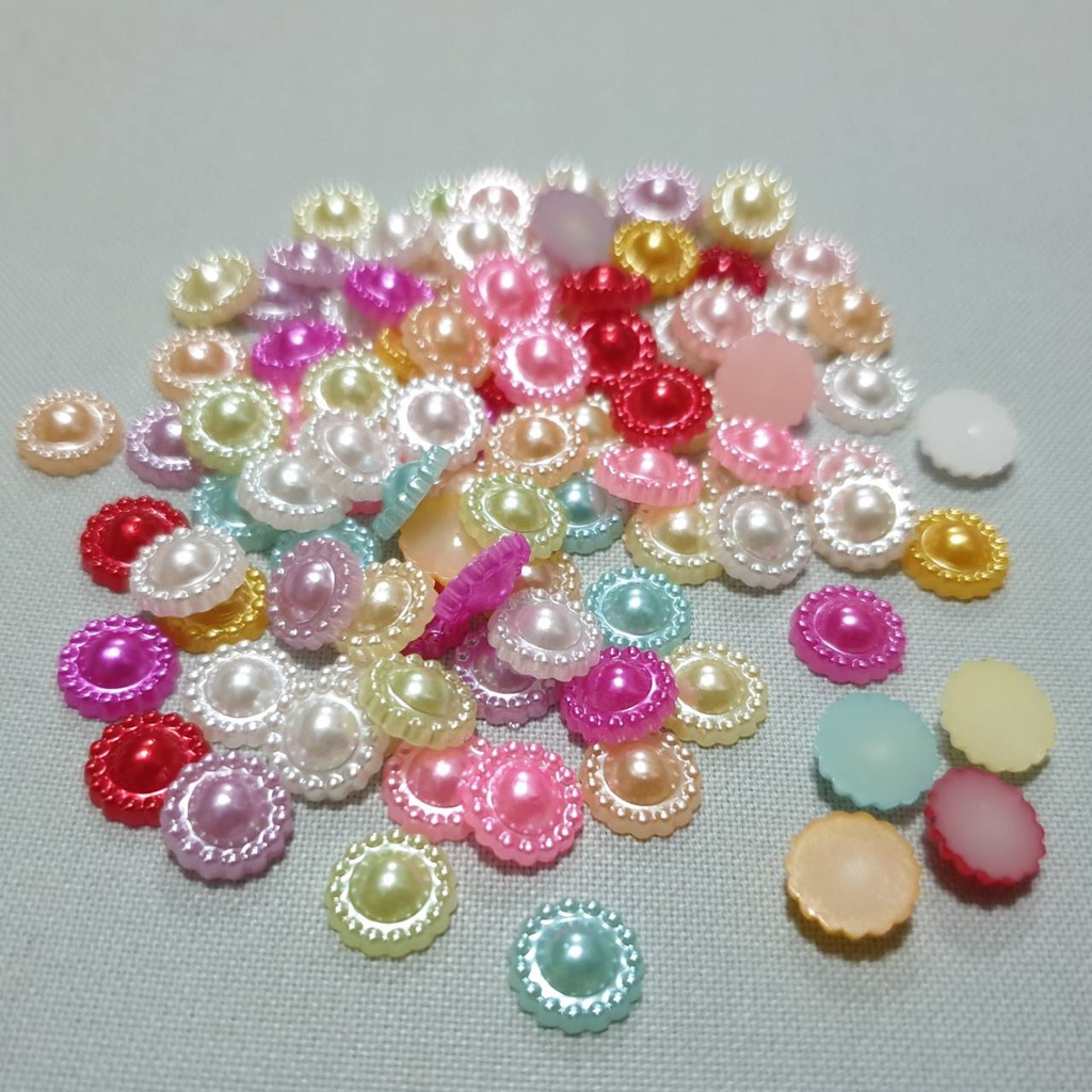 มุกล้อม มุกตกแต่ง มุกล้อมคละสี (100 ชิ้น) ขนาด 8 มิล 10 มิล 12 มิล
