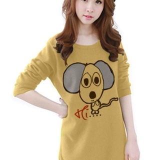 เสื้อยืดแฟชั่น แขนยาว ผ้าใส่สบาย ลาย Puppy (สีเหลือง)