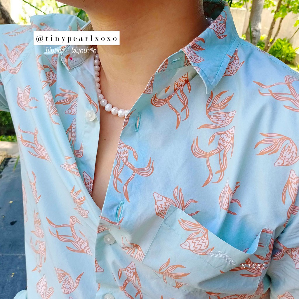 สร้อยมุกผู้ชาย ไข่มุกแท้ 18 นิ้ว Men’s Pearl Necklace สร้อยผู้ชาย ไข่มุกน้ำจืด Tinypearlxoxo N1051