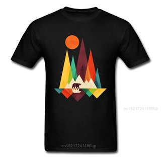 [S-5XL] เสื้อยืด ผ้าฝ้าย พิมพ์ลาย Geek Geometric Mountain Bear NMffbd15JOlkai49 สําหรับผู้ชาย