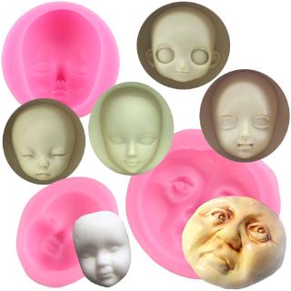 Baby Face Silicone Molds Chocolate Polymer Clay Craft Mold Dolls Face Fondant Cake Decorating Tools Candy Clay Soap Resin Moulds