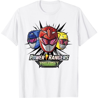 เสื้อยืดฤดูร้อนhotเสื้อยืด พิมพ์ลาย Power Rangers Beast Morphers Helmets สไตล์วินเทจ คลาสสิก เรโทร สําหรับผู้ชาย และผู้ห