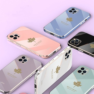 ปลอก Maple Leaf Pattern เคสโทรศัพท์มือถือสำหรับ Vivo Y50 Y30 Y20 Y20S Y20i X30 X50 X60 X70 V20 V15 Pro 6D อัลตร้าโมเดิร์นชุบทองซิลิโคนอ่อนนุ่มฝาหลังป้องกัน