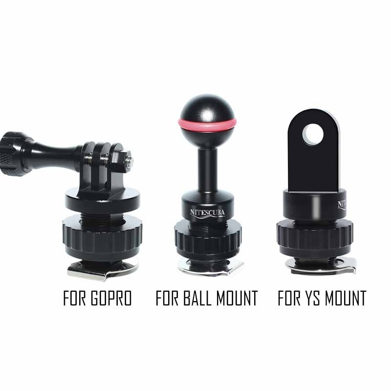 NiteScuba NiteScuba Hot Shoe Ball Head Bracket รองเท้าเย็น Single Head Ball Arm Hot Shoe YS คลิปเหมาะสําหรับ PT-059 TG7 เคสกันน้ํา SONY RX100