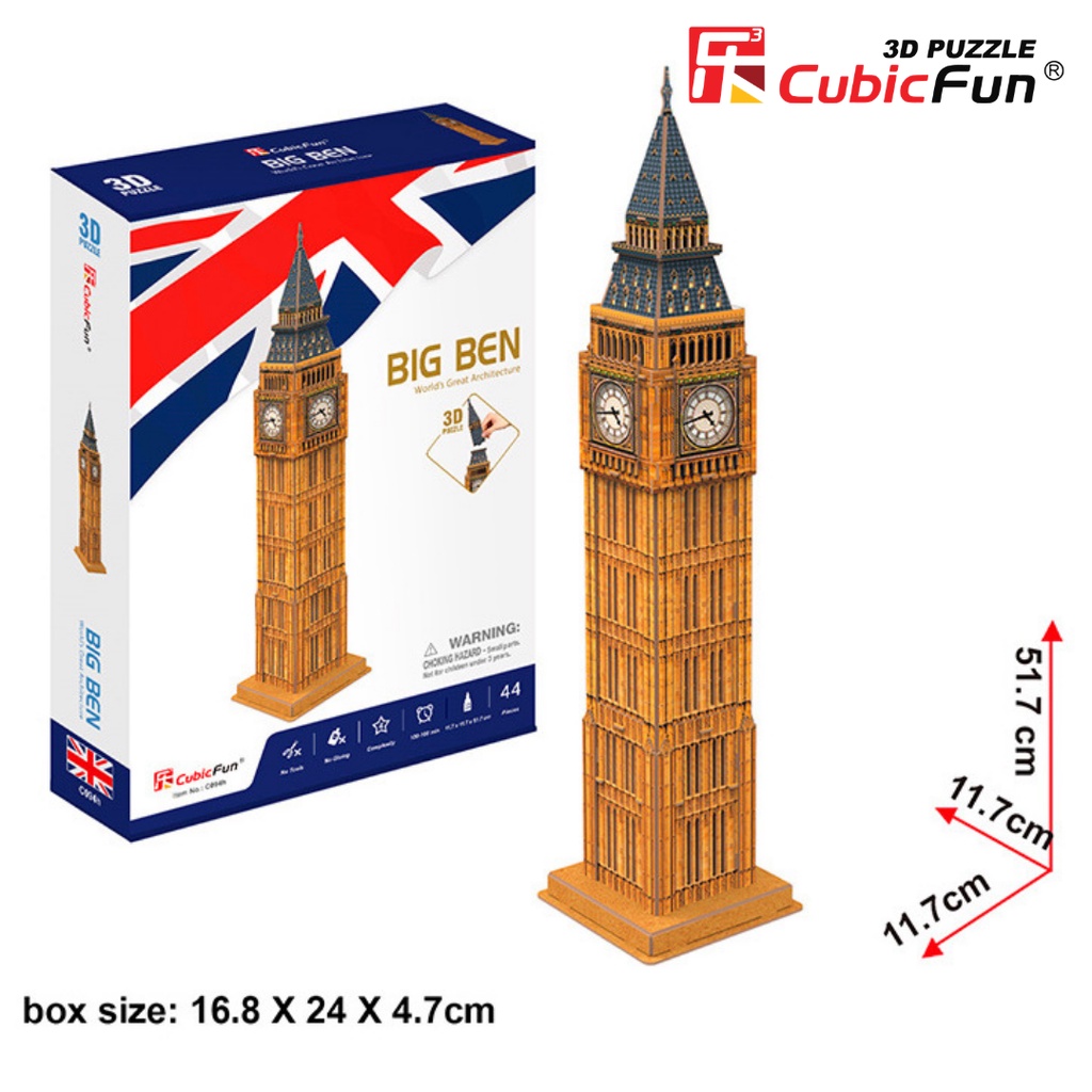 จิ๊กซอว์ 3 มิติ หอนาฬิกาบิกเบน Big Ben small C094 แบรนด์ Cubicfun ของแท้ 100% สินค้า พร้อมส่ง ราคา ถูกที่สุด ดีลบีเคเค แกลเลอรีภาพที่ 3