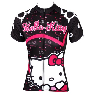 เสื้อกีฬาแขนสั้น ลาย Hello Kitty เหมาะกับใส่ขี่จักรยาน สําหรับผู้หญิง 2022