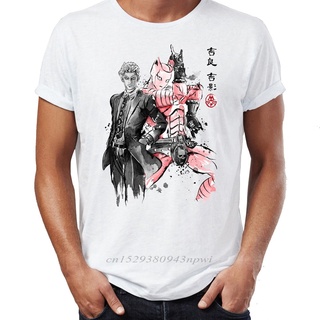 ผ้าฝ้าย 100%เสื้อยืดคอกลม แขนสั้น พิมพ์ลายJojo Bizarre Adventure Kira Yoshikage Killer Villain Awesome Artwork ทรงหลวม ส