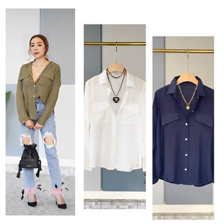 เสื้อเชิ้ตผ้า cotton ใส่สบาย งานป้าย saterday สไตล์เจนนี่ เทียน เชิ้ตกระเป๋าคู่ ผ้าไม่หนา บางเบา มี 5 สี พร้อมส่ง