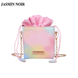 Jasmin Noir กระเป๋าสะพายไหล่ หนัง PU ทรงบักเก็ต แต่งสายโซ่ สําหรับผู้หญิง