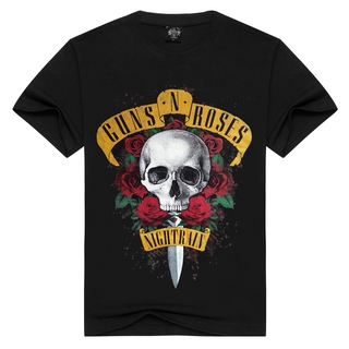 3D Rock Band Mens เสื้อยืดผ้าฝ้ายแท้ Guns N Roses Printing