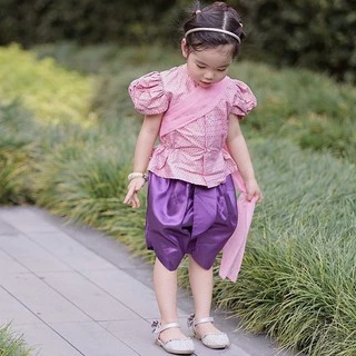 ชุดไทยเด็ก ชุดเด็กผู้หญิง ชุดโจงกระเบนเด็กหญิง รุ่น SK2102 สีชมพู