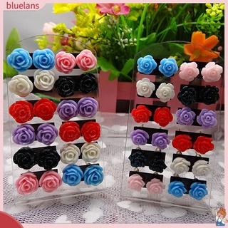 ต่างหูสตรีลายดอกไม้ Stud Earrings 12 คู่ต่างหู