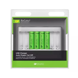 ชุดชาร์จ Gp usb 8ก้อน พร้อมถ่าน Recyko AA 2000mAh 4ก้อน ของแท้