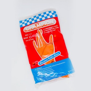 ถุงมือยางสีส้มอย่างหนา ตราแชมป์เปี้ยน ขายเป็นคู่ ไซร์ S, M, L ขายทีละ1คู่