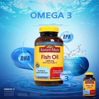 วิตามิน Nature Made Fish Oil 1200 mg 200 Softgels 1200mg.