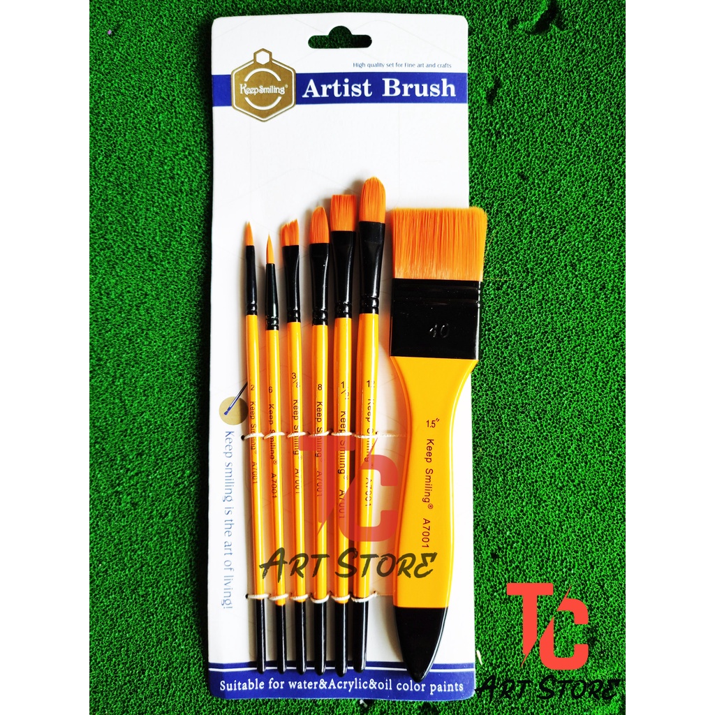 Keep ชุดแปรงรวม 7 แปรงยิ้ม A7001 สําหรับสีน้ํา อะคริลิค ภาพวาดสีน้ํามัน