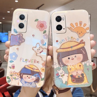 Ready Stock 2022 New Casing เคส OPPO Reno7 Z 5G 4G Reno7 Pro A76 Phone Case Rhinestone Cute Flower Girl Cartoon Protective Soft Case เคสโทรศัพท