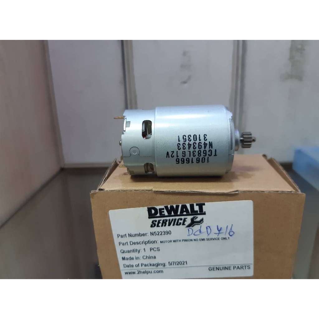 DEWALT อะไหล่มอเตอร์สว่านไร้สาย รุ่น DCD 716 พร้อมเฟืองขับ part no N522390 ใช้ประกอบงานอะไหล่แท้