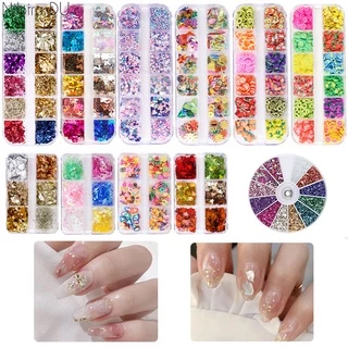 กลิตเตอร์เลื่อม ฟอยล์สีทอง หลายสไตล์ สําหรับตกแต่งเล็บ DIY