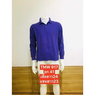 TMW917 เสื้อยืดแขนยาวผู้ชาย เสื้อโปโลสีพื้นคอปก ทรงหลวม แขนจั้ม พร้อมส่ง