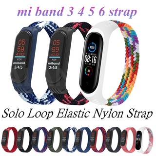 Ready Stock！Nylon Braided Solo Strap For Xiaomi Mi Band 6 5 4 3 Breathable Sport Wristband for mi band 6 5 band 4band 3 Replaceable Strap for Amazfit Band 5