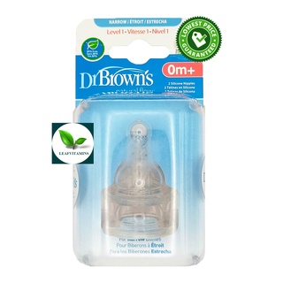 Dr. Browns  Natural Flow Silicone Nipples - Level 1-0m+, 2 CT (จุกนม ทารก แรกเกิด 2 ชิ้น)