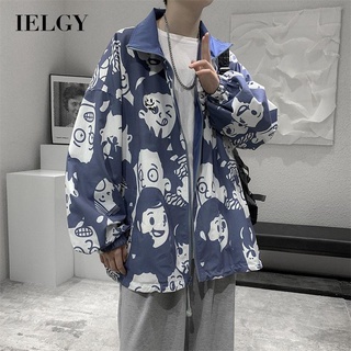 Ielgy เสื้อแจ็กเก็ต ทรงหลวม สไตล์ฮ่องกง สําหรับผู้ชาย