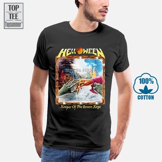 เสื้อยืดผ้าฝ้าย พิมพ์ลาย Helloween Keeper Of The Seven Keys Ii สีดํา สําหรับผู้ชาย AF123SD33269สามารถปรับแต่งได