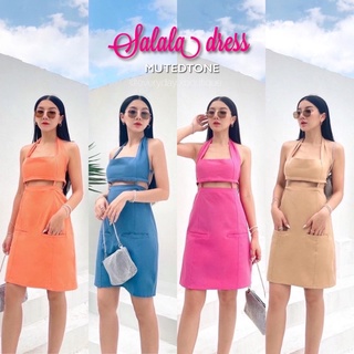 Mute - Salala dress เดรสคล้องคอ เอวเว้า ดีเทลด้านหลังมีสายตะขอปรับสายได้ ชุดไปทะเล เดรสเว้าหลัง