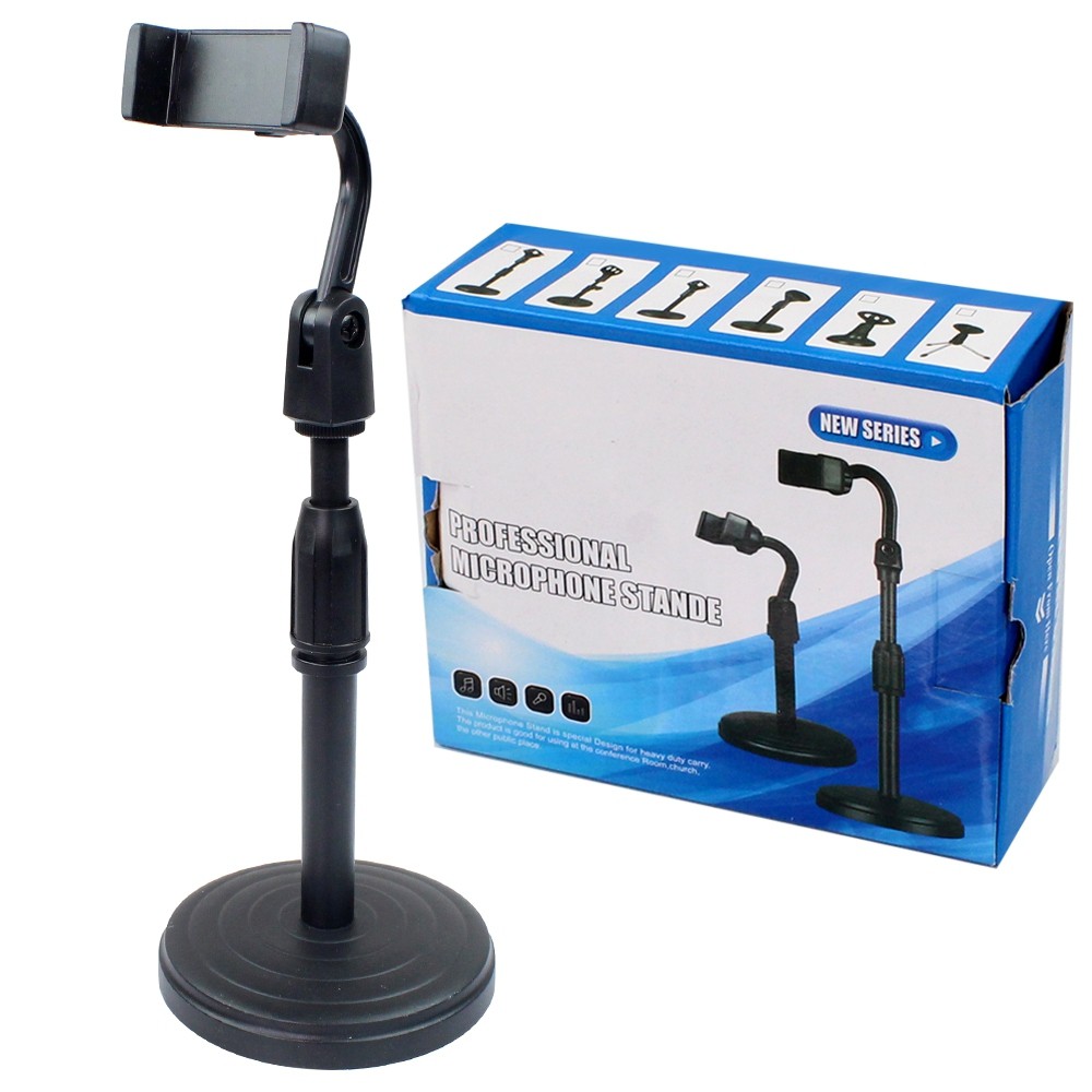 Telecorsa  ที่จับโทรศัพท์แบบตั้งโต๊ะ  Professional Microphone Stande รุ่น Professional-microphone-mobile-stand-00e-Ri
