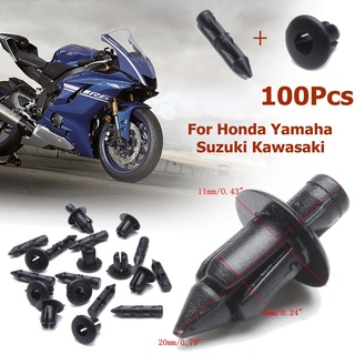 คลิปหมุดพลาสติก 6 มม. อุปกรณ์เสริม สําหรับ Honda pcx160 150 Yamaha Suzuki 100 ชิ้น