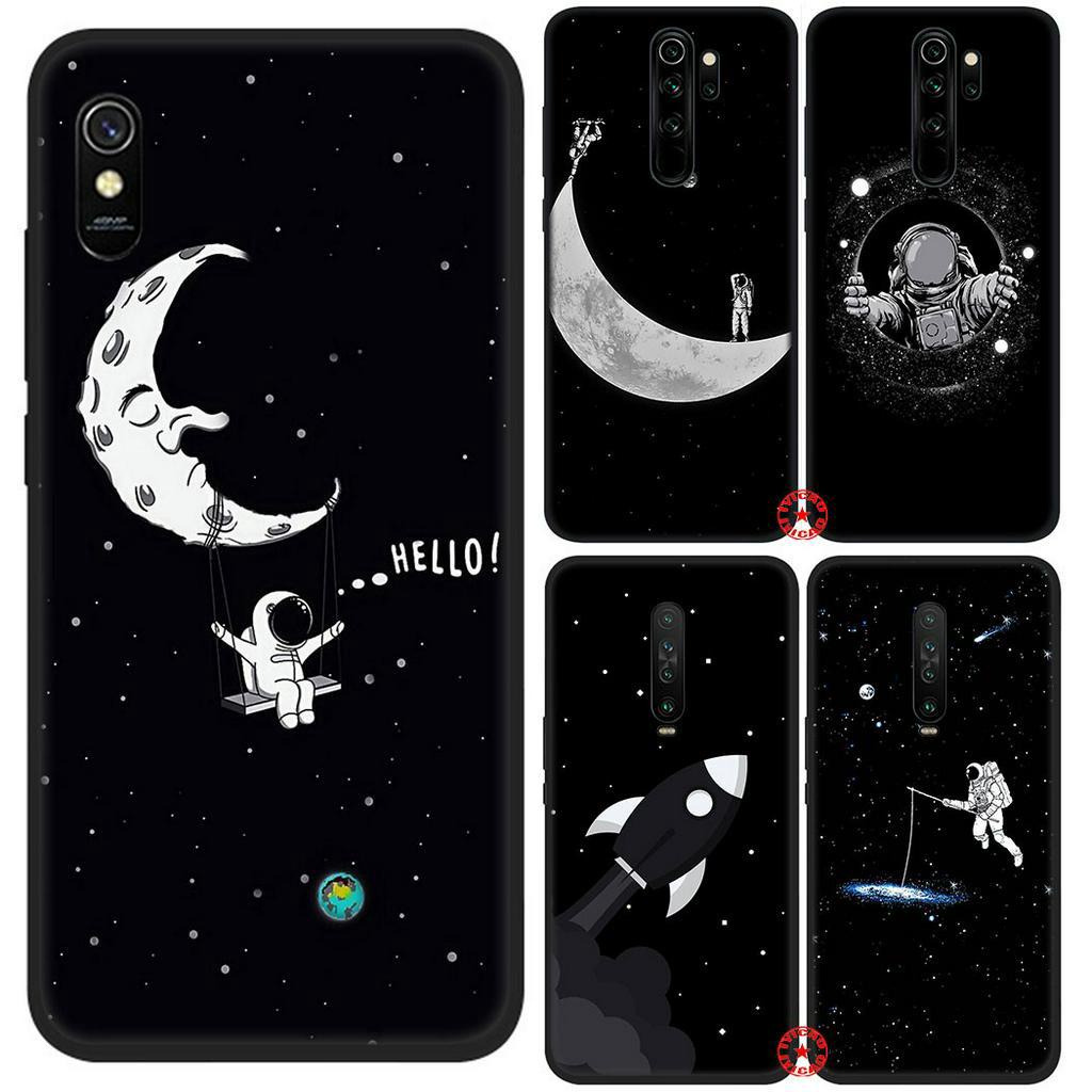 Xiaomi Redmi Note 8 9 Pro Max 9S 8T 9C เคสโทรศัพท์ 46SS Starry นักบินอวกาศ Moon สีดํา